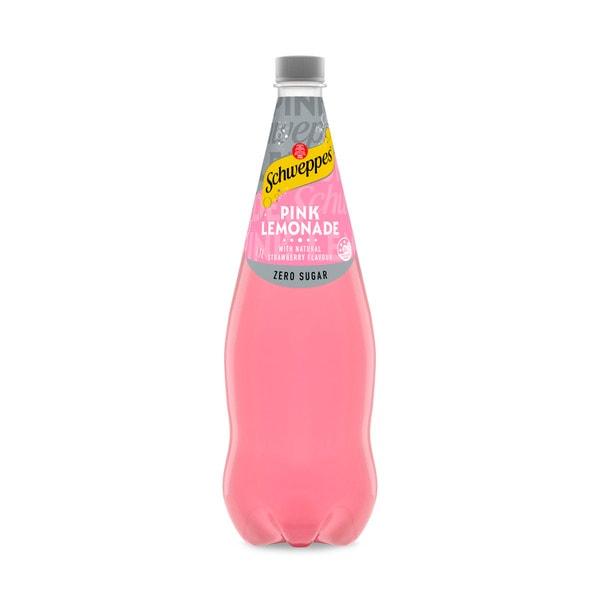 Schweppes Traditional Zero Sugar Pink Lemondade Soft Drink Bottle | 1.1L