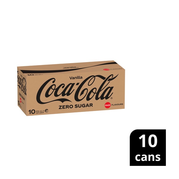 Coca-Cola Zero Sugar Vanilla Soft Drink Multipack Cans 10x375mL | 10 pack