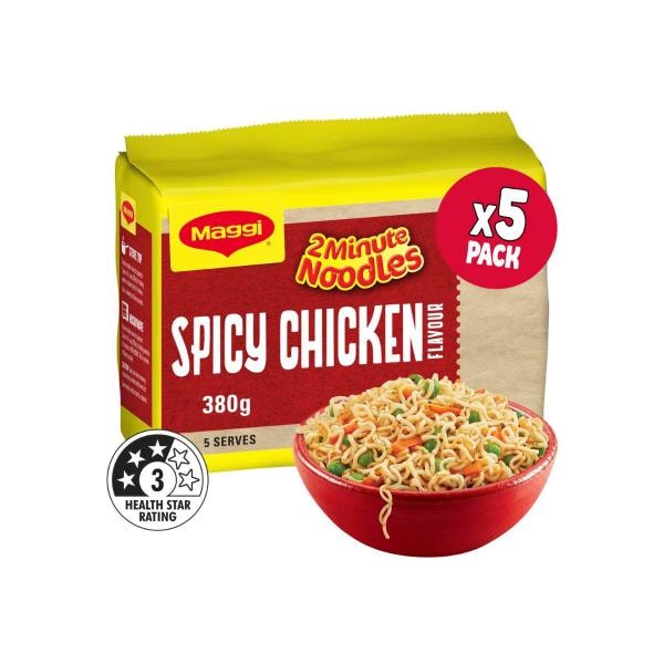 Maggi 2 Minute Instant Noodles Spicy Chicken Flavour 5 Pack | 380g