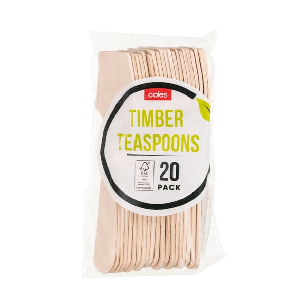 Coles Timber Teaspoons | 20 pack
