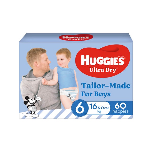 Huggies Ultra Dry Nappies Boys Size 6 (16+kg) | 60 pack