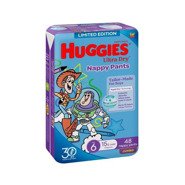 Huggies Ultra Dry Nappy Pants Boys Size 6 (15kg+) | 48 pack