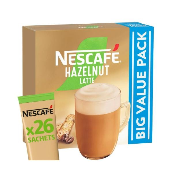 Nescafe Hazelnut Latte Coffee Sachets | 26 pack