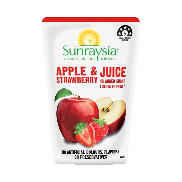 Sunraysia Pouch 99.9% Apple & Strawberry Juice | 200mL