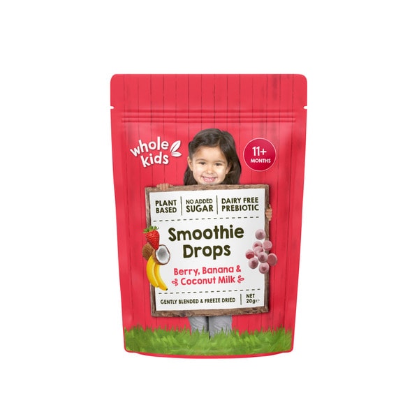 Whole Kids Organic Smoothie Drops  Berry & Coconut Yoghurt 11M+ Reseal Bag | 20g
