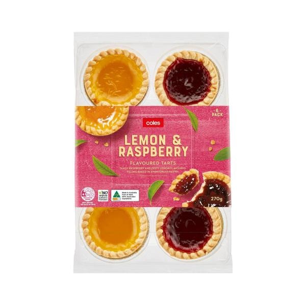 Coles Lemon & Raspberry Tarts 6 Pack | 270g