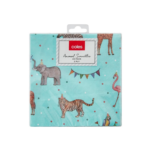 Coles Animal Party Serviettes | 24 pack