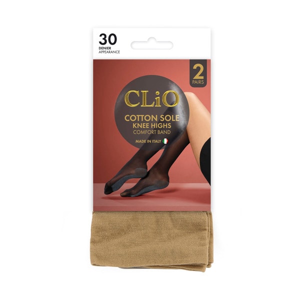 Clio Cotton Sole Kh 30D Natural One Size 2 pack | 1 each
