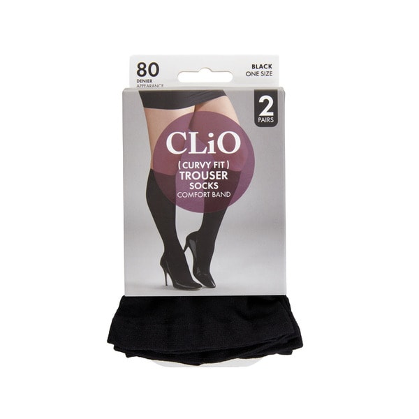 Clio Curvy Trouser Sock 80D Black One Size | 1 each