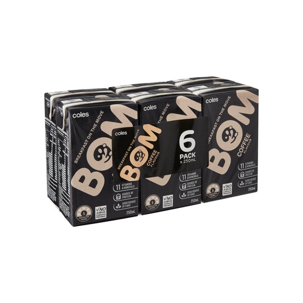 Coles Bom Liquid Breakfast Coffee Flavoured 6x250mL | 1.5L