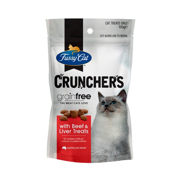 Fussy Cat Grain Free Crunchers Adult Cat Treats With Beef & Liver | 100g