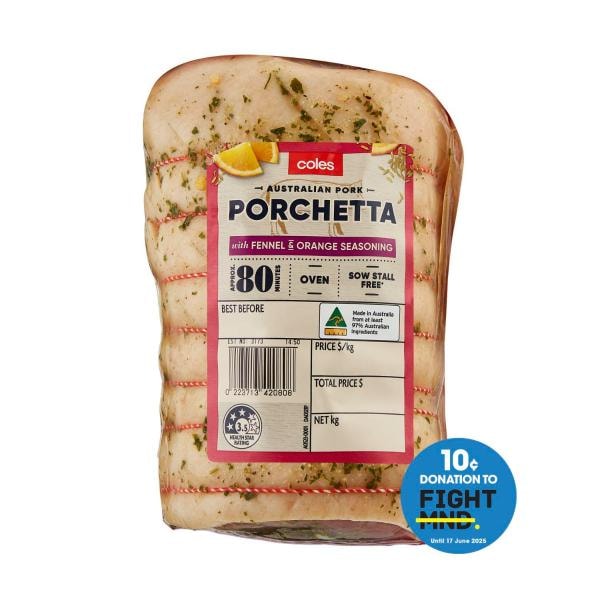 Coles Ready To Roast Porchetta With Fennel & Orange Seasoning | approx. 1.1kg