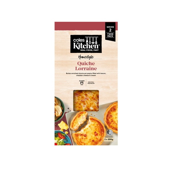 Coles Kitchen Quiche Lorraine 2 Pack | 400g