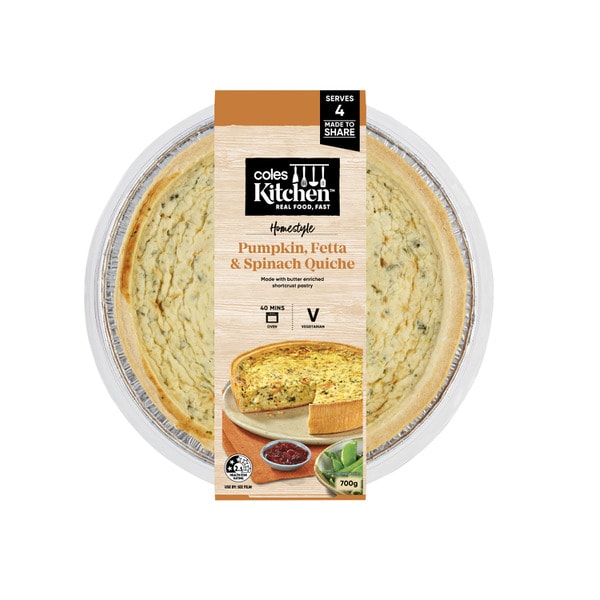Coles Kitchen Quiche Pumpkin Fetta & Spinach | 700g