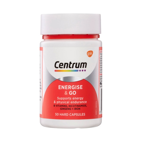 Centrum Benefit Blends Energise & Go with B Vitamins Ginseng & Iron | 50 pack