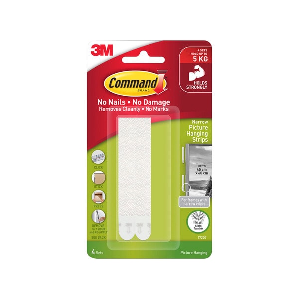Command Narrow Picture Hanging Strips White | 4 pack