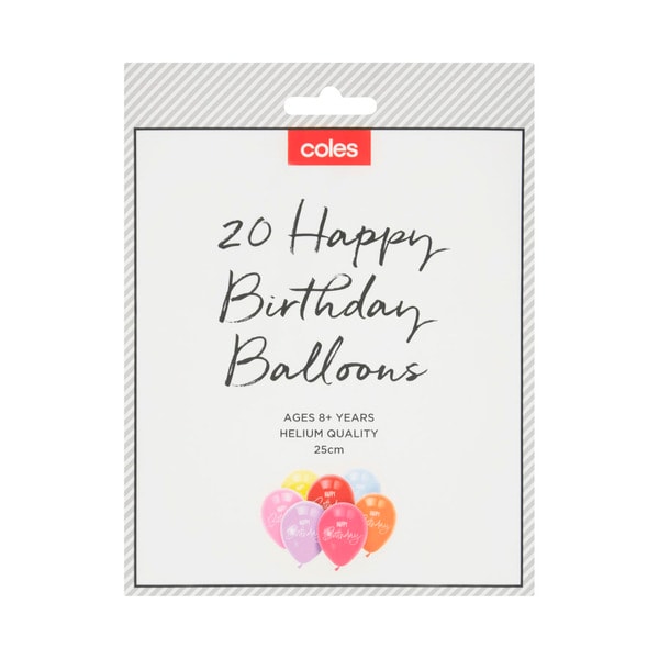 Coles Happy Birthday Balloons | 20 pack