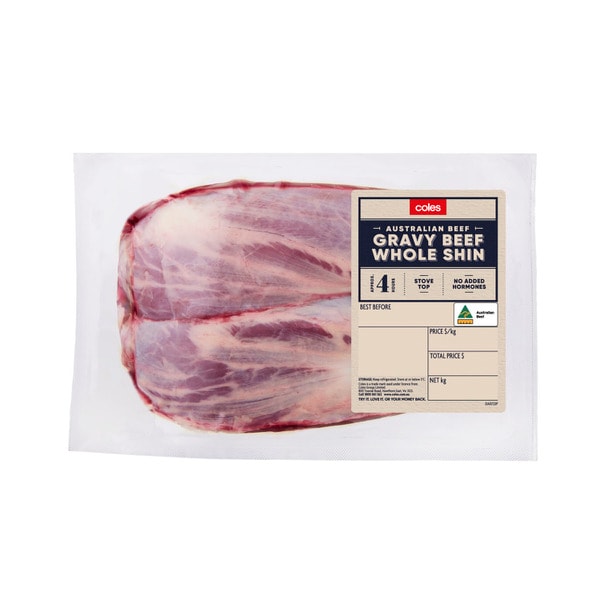 Coles No Added Hormone Beef Shin Gravy Beef Whole Piece | approx. 850g