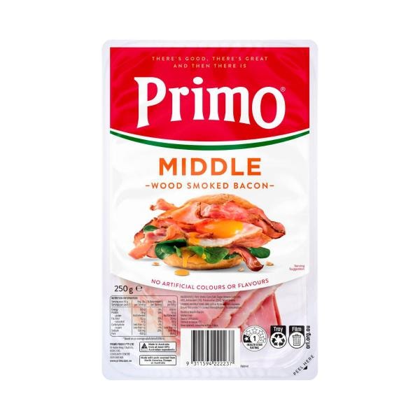 Primo Rindless Middle Bacon | 250g