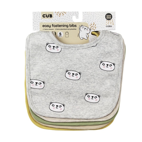 CUB Newborn Easy Fastening Bibs | 5 pack