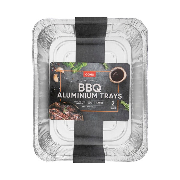 Coles BBQ Aluminium Large Trays | 2 pack