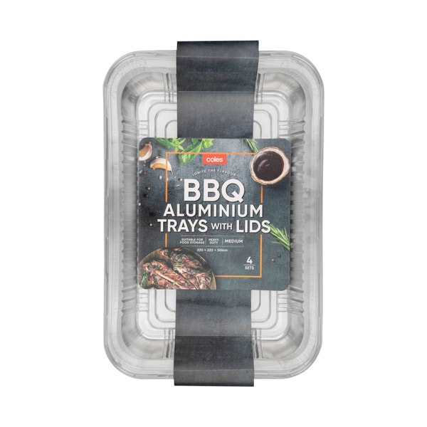 Coles BBQ Aluminium Trays With Lids | 4 pack