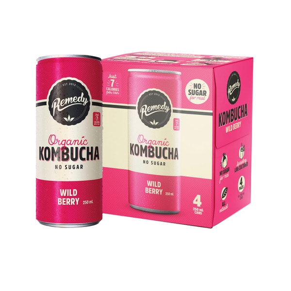 Remedy Kombucha Wild Berry 250mL | 4 pack