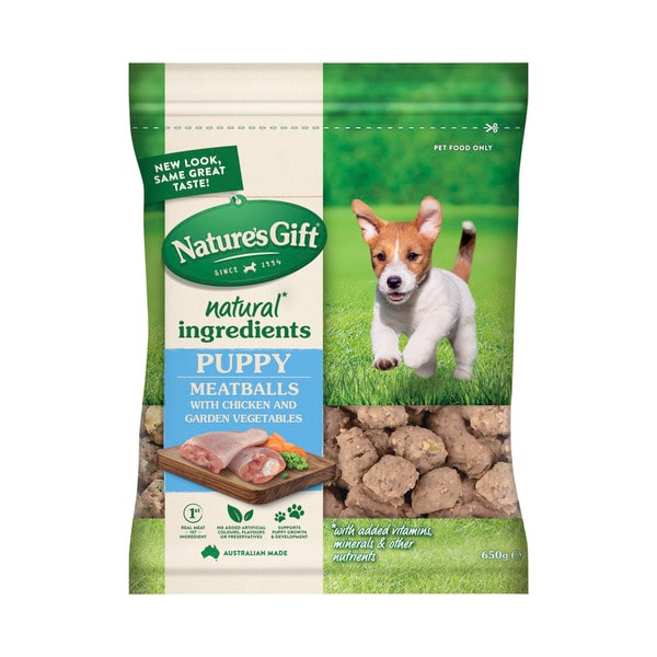 Nature's Gift Puppy Chilled Fresh Dog Food Meatballs with Chicken & Garden Vegetables | 650g