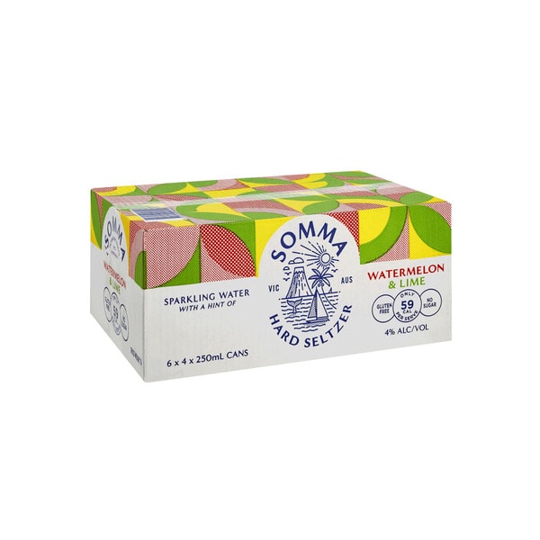SOMMA Watermelon & Lime Alcoholic Seltzer Can 250mL | 24 Pack