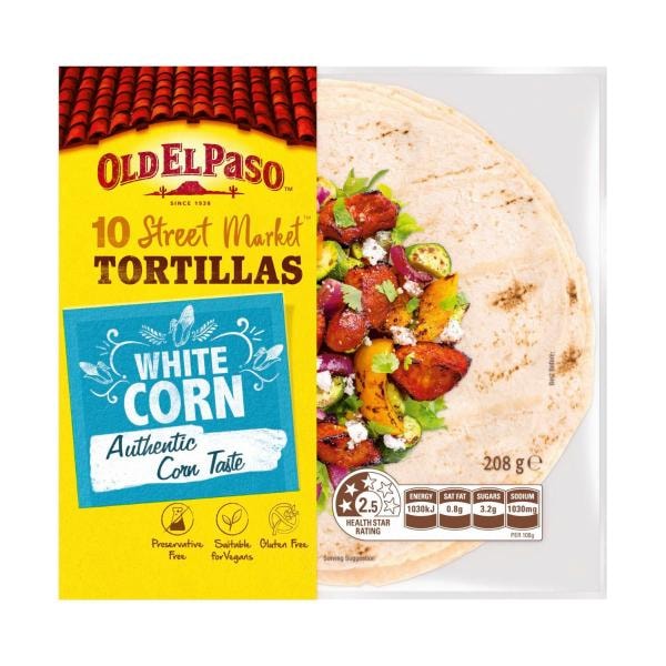 Old El Paso White Corn Tortillas Tacos 10 Pack | 208g