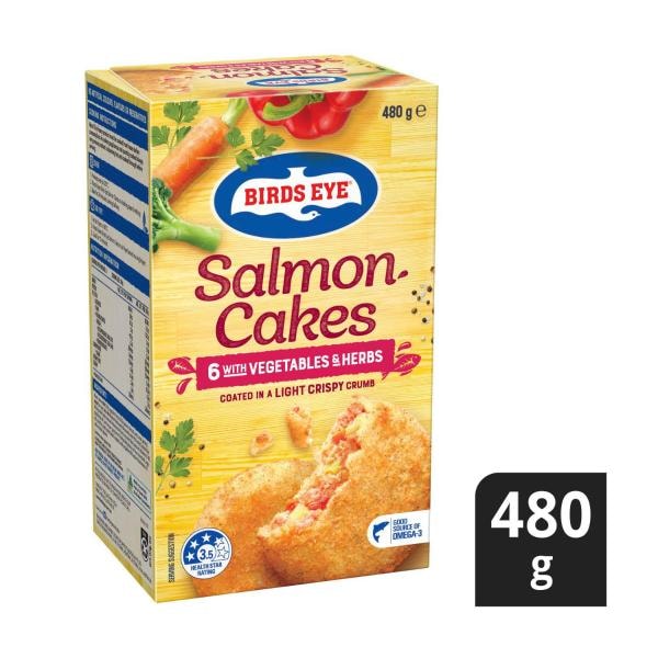 Birds Eye Frozen Salmon Cakes With Vegetables & Herbs 6 Pack | 480g