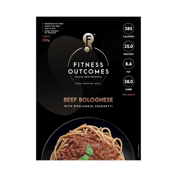 Fitness Outcomes Frozen Grass Fed Beef Bolognese With Wholemeal Spaghetti | 350g