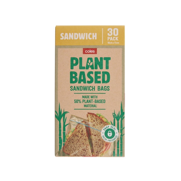 Coles 50% Plant Based Reseal Sandwich Bags | 30 pack
