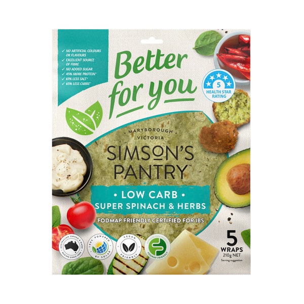 Simson's Pantry Low Carb Spinach And Herb 5 pack | 210g