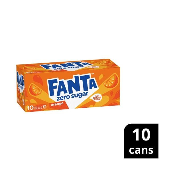 Fanta Orange Zero Sugar Cans 10x375mL | 10 Pack