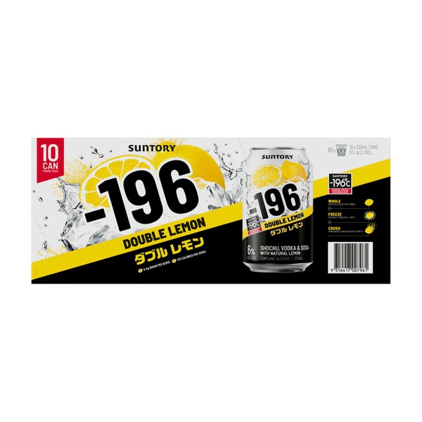 -196 Double Lemon & Vodka Can 330ml | 10 Pack