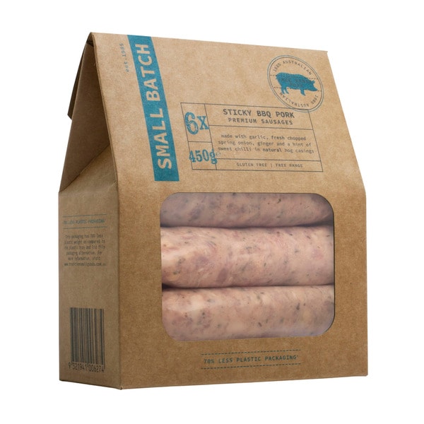 Small Batch Free Range Sticky Pork And Garlic Premium Sausages | 450g