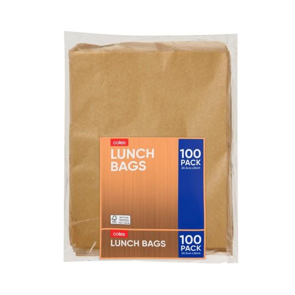 Coles Brown Paper Lunch Bags | 100 pack