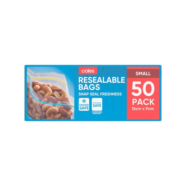 Coles Small Resealable Storage Bags | 50 pack