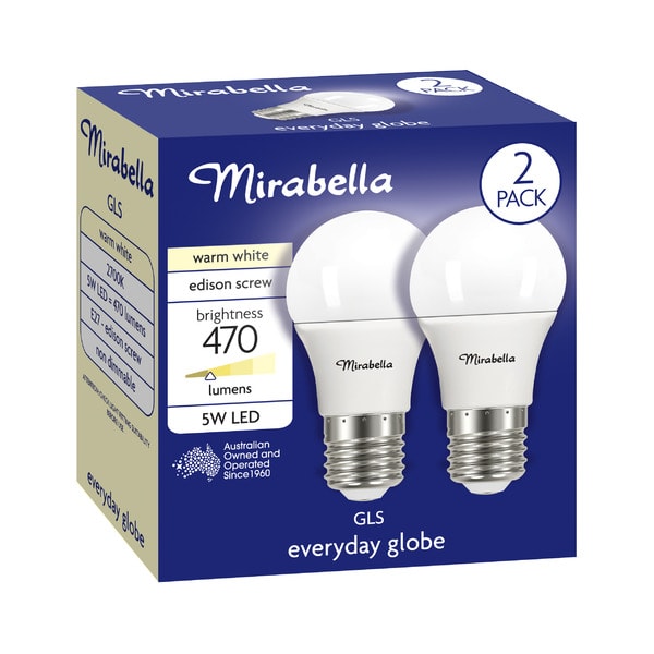 Mirabella Led Gls ES 5W 470LUM 2700K Warm White | 2 pack