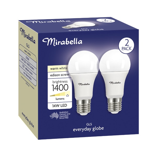 Mirabella Led Gls ES 14W 1400LUM 2700K Warm White | 2 pack