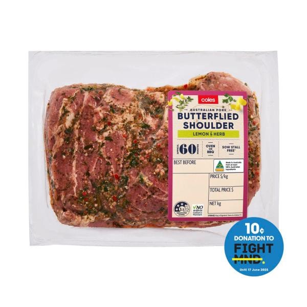 Coles Butterflied Pork Shoulder With Lemon & Herb | approx. 800g