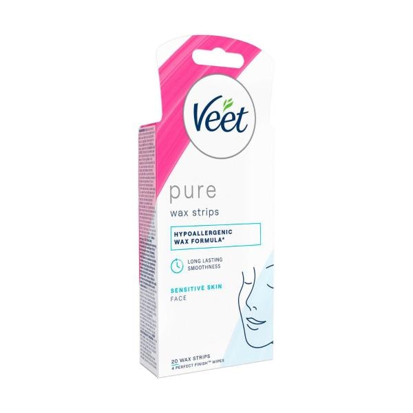 Veet Pure Hair Removal Cold Face Wax Strips | 20 pack
