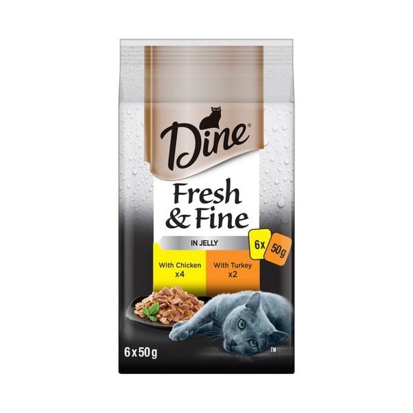 Dine Fresh And Fine Chunks In Jelly With Chicken & Turkey Cat Food Pouch 6x50g | 6 pack