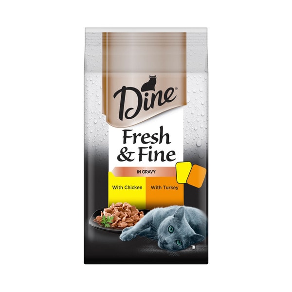 Dine Fresh And Fine Chunks In Gravy With Chicken And Turkey Cat Food Pouch 6x50g | 6 pack