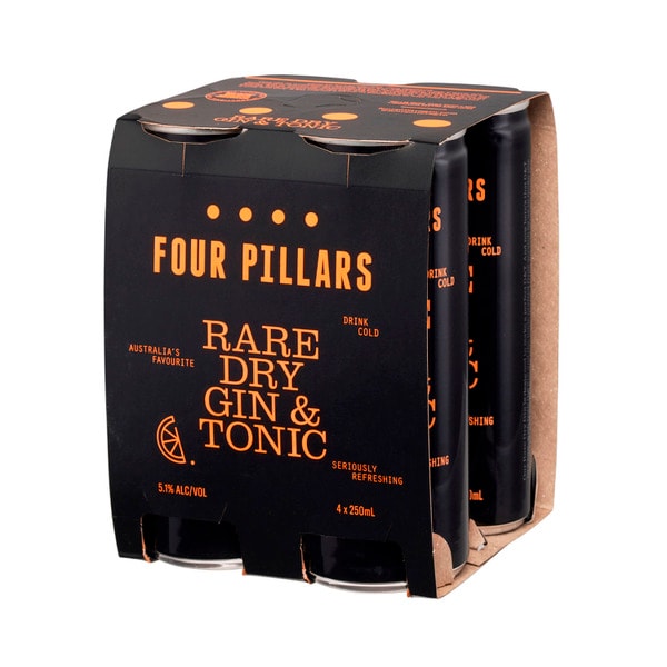 Four Pillars Rare Dry Gin & Tonic Can 250mL | 4 Pack