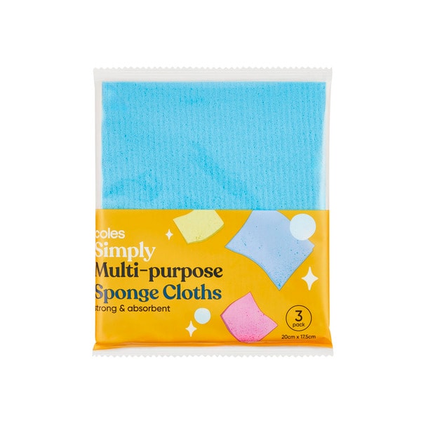 Coles Simply Multi Purpose Sponge Cloths | 3 pack