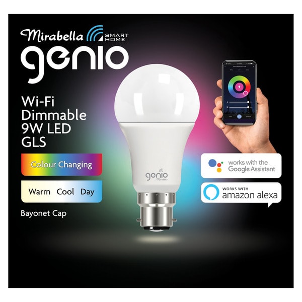 Mirabella Genio Gls Wifi Bc 9W 800LUM  2700K-6500K | 1 pack