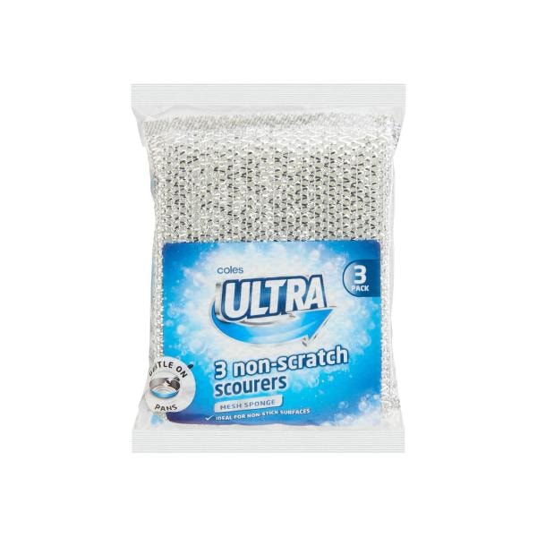 Coles Ultra Non-Scratch Mesh Sponge Scourers | 3 pack
