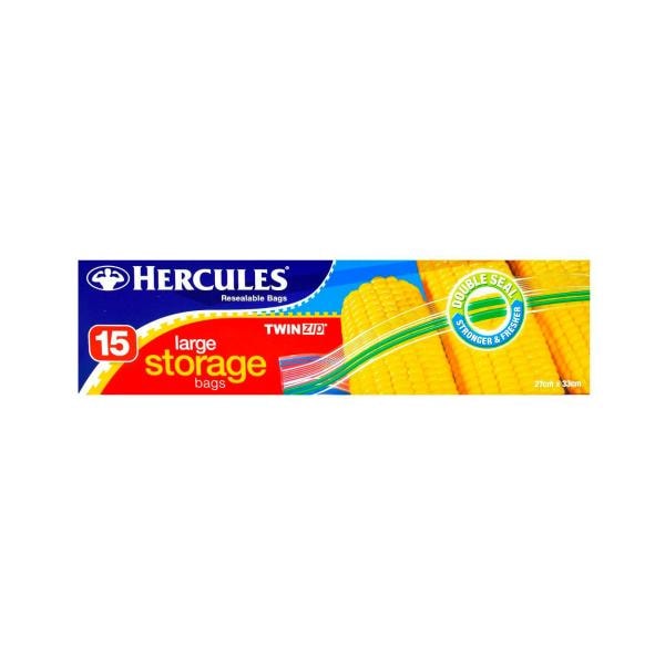 Hercules Twinzip Storage Bags Large 27cm x 33cm | 15 pack